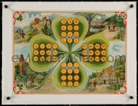 4h159 FRENCH BOARD GAME linen 15x20 French special poster 1900s art of 4 leaf clover & adventurers!