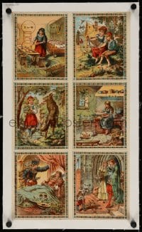 4h158 FRENCH BOARD GAME linen 11x19 French special poster 1800s fairy tale scenes with math problems!