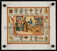 4h160 FRENCH BOARD GAME linen 7x8 French special poster 1900s great art of precious metals & dice!