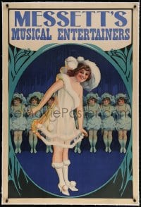 4h118 MESSETT'S MUSICAL ENTERTAINERS linen 28x42 stage poster 1910s great stone litho of dancers!