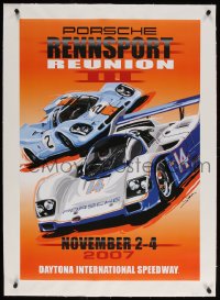 4h177 PORSCHE RENNSPORT REUNION III linen 23x34 special poster 2007 Dennis Simon race car art!