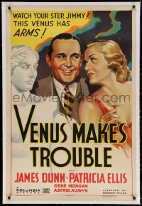 4h382 VENUS MAKES TROUBLE linen 1sh 1937 stone litho of James Dunn, Patricia Ellis & Venus de Milo!