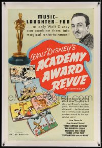 4h384 WALT DISNEY'S ACADEMY AWARD REVUE linen 1sh 1937 he's shown, five Oscar winners, ultra rare!