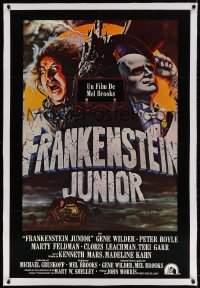4h398 YOUNG FRANKENSTEIN linen int'l Spanish language 1sh 1974 Mel Brooks, Frankenstein Junior!