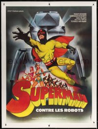 4j122 INCREDIBLE PARIS INCIDENT linen French 1p R1978 cool art of masked hero, who is like Superman!