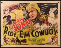 4j073 RIDE 'EM COWBOY 1/2sh 1936 art of Buck Jones as a cowboy AND race car driver, ultra rare!