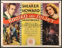 4j074 ROMEO & JULIET 1/2sh 1936 Norma Shearer, Leslie Howard, John Barrymore, Shakespeare, rare!