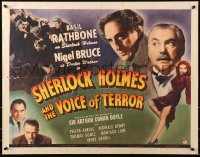 4j076 SHERLOCK HOLMES & THE VOICE OF TERROR 1/2sh 1942 Basil Rathbone, Nigel Bruce, ultra rare!
