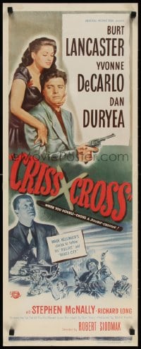 4j006 CRISS CROSS insert 1948 Burt Lancaster & Yvonne De Carlo, Robert Siodmak film noir!