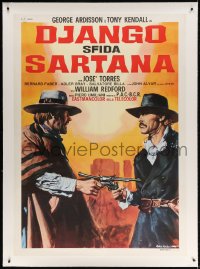4j175 DJANGO DEFIES SARTANA linen Italian 1p 1970 Rodolfo Gasparri spaghetti western art, rare!