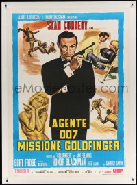 4j170 GOLDFINGER linen Italian 1p R1980s art of Connery as James Bond + sexy golden Shirley Eaton!