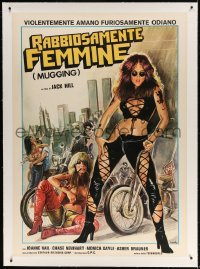 4j153 SWITCHBLADE SISTERS linen Italian 1p 1979 Enzo Sciotti art of bad girl biker gang, Mugging!