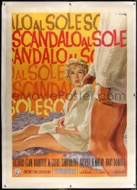 4j139 SUMMER PLACE linen Italian 2p 1960 different Ciriello art of Sandra Dee & Troy Donahue, rare!