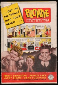 4j263 BLONDIE pressbook 1939 Penny Singleton, Arthur Lake, 1st in series, Chic Young, ultra rare!