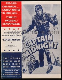 4j304 CAPTAIN MIDNIGHT pressbook 1942 art of pilot Dave O'Brien, Columbia serial, ultra rare!
