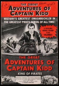 4j278 GREAT ADVENTURES OF CAPTAIN KIDD pressbook 1953 swashbuckling super-sensational serial!