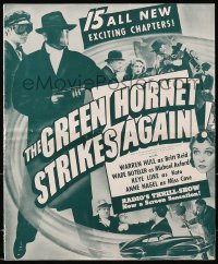4j281 GREEN HORNET STRIKES AGAIN pressbook 1940 Universal serial, radio's thrill-show, ultra rare!