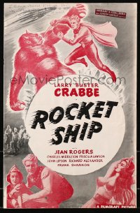 4j297 ROCKET SHIP pressbook R1950 re-release of 1936's Flash Gordon with Buster Crabbe!