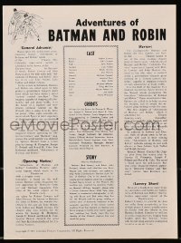 4j310 NEW ADVENTURES OF BATMAN & ROBIN pressbook R1958 art of both stars + cool newspaper ads!