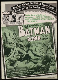 4j309 NEW ADVENTURES OF BATMAN & ROBIN pressbook 1949 art of both stars in costume, ultra rare!