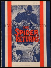 4j312 SPIDER RETURNS pressbook 1941 Warren Hull in crime-fighting serial, w/ herald, ultra rare!