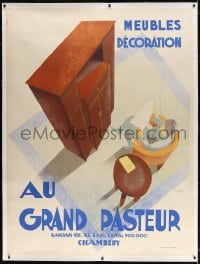 4j221 AU GRAND PASTEUR linen 47x63 French advertising poster 1920s Charles Villot art of home decor!