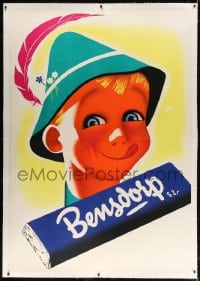4j222 BENSDORP linen 46x67 Swiss advertising poster 1950s great art of cute boy & chocolate bar!