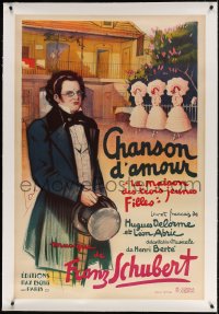 4j204 CHANSON D'AMOUR linen 32x47 French stage play poster 1936 Franz Schubert operetta, Dola art!