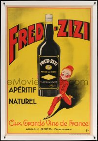 4j230 FRED-ZIZI linen 32x47 French advertising poster 1932 E.F. art of bellhop carrying aperitif!