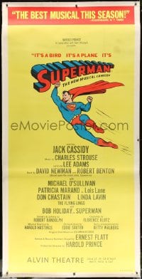 4j205 IT'S A BIRD IT'S A PLANE IT'S SUPERMAN linen 41x84 stage poster 1966 on Broadway, ultra rare!