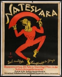 4j215 NATESVARA linen 38x47 German special poster 1930s C. Dreiller art of Hindu deity Shiva!