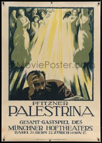 4j034 PALESTRINA 35x50 Swiss stage poster 1917 Emil Cardinaux art of angels flying above man, rare!