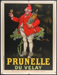 4j239 PRUNELLE DU VELAY linen 47x63 French advertising poster 1922 Jarville art of man w/big bottle!