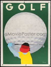 4j200 RAZZIA signed linen 42x58 French art print 1982 cool art of golfer & giant golf ball!