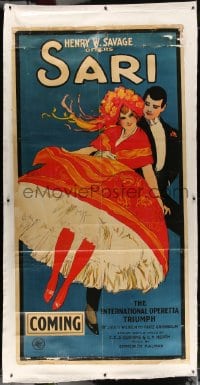 4j207 SARI linen 41x80 stage poster 1914 the international operetta triumph, great art, rare!