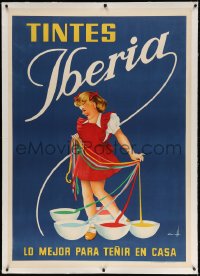 4j241 TINTES IBERIA linen 35x50 Spanish advertising poster 1930s Luis Garcia Falgas art, dyes!