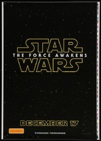 4k010 FORCE AWAKENS printer's test teaser DS Aust 1sh 2015 Star Wars: Episode VII, very rare!