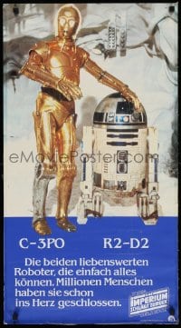4k007 EMPIRE STRIKES BACK German 18x33 1980 George Lucas, great portrait of C-3PO & R2-D2, rare!