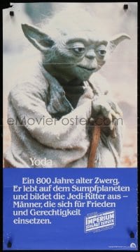 4k003 EMPIRE STRIKES BACK German 18x33 1980 George Lucas classic, great image of Yoda, rare!