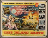 4k144 THIS ISLAND EARTH style A 1/2sh 1955 sci-fi classic, great art with aliens by Reynold Brown!