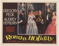 4k300 ROMAN HOLIDAY LC #6 1953 Audrey Hepburn in full princess outfit escorted into room!