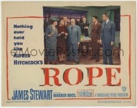4k302 ROPE LC #2 1948 James Stewart & entire cast gathered around Cedric Harwicke, Alfred Hitchcock
