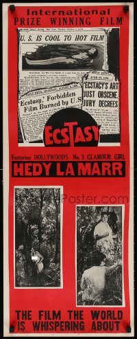 4k071 ECSTASY 14x36 special poster R1944 Hedy Lamarr's early nudie the world is whispering about!