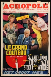4p218 BIG KNIFE Belgian 1956 Robert Aldrich, art of Jack Palance, Shelley Winters, Ida Lupino!
