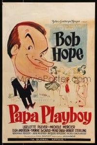 4p230 GLOBAL AFFAIR Belgian 1964 wacky cartoon art of Bob Hope with sexy girls in baby carriage!