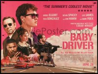 4p293 BABY DRIVER advance DS British quad 2017 Ansel Elgort, Spacey & Bernthal, different montage!