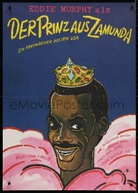 4p446 COMING TO AMERICA East German 23x32 1990 artwork of African Prince Eddie Murphy by Wongel!