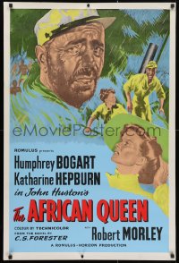 4p284 AFRICAN QUEEN English 1sh R1950s different art of Humphrey Bogart & Katharine Hepburn!