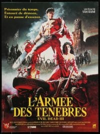 4p107 ARMY OF DARKNESS French 16x21 1992 Sam Raimi, great art of Bruce Campbell w/chainsaw hand!
