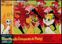 4p390 GAY PURR-EE Italian 19x27 pbusta 1963 Judy Garland, Robert Goulet, cartoon cats!